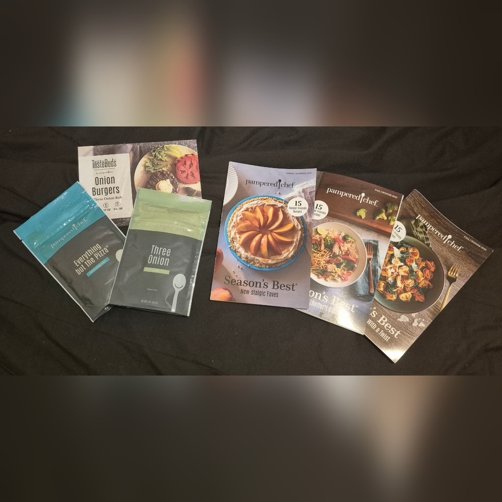 Pampered Chef Cookbook Set with Blue and Green Accents